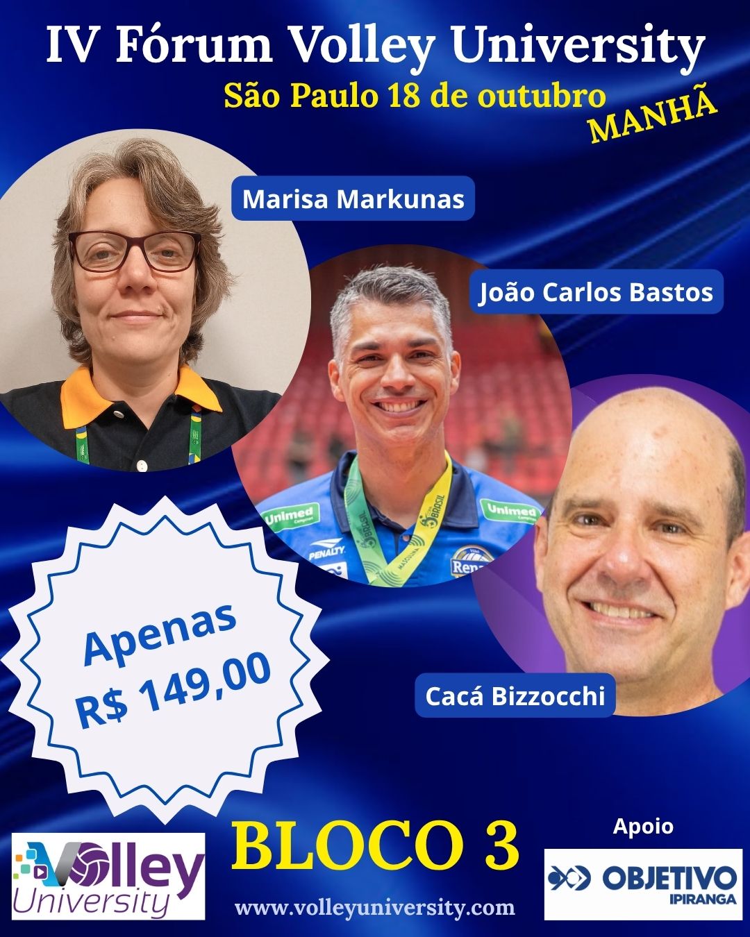 Cacá Bizzocchi, João Carlos Bastos e Marisa Markunas